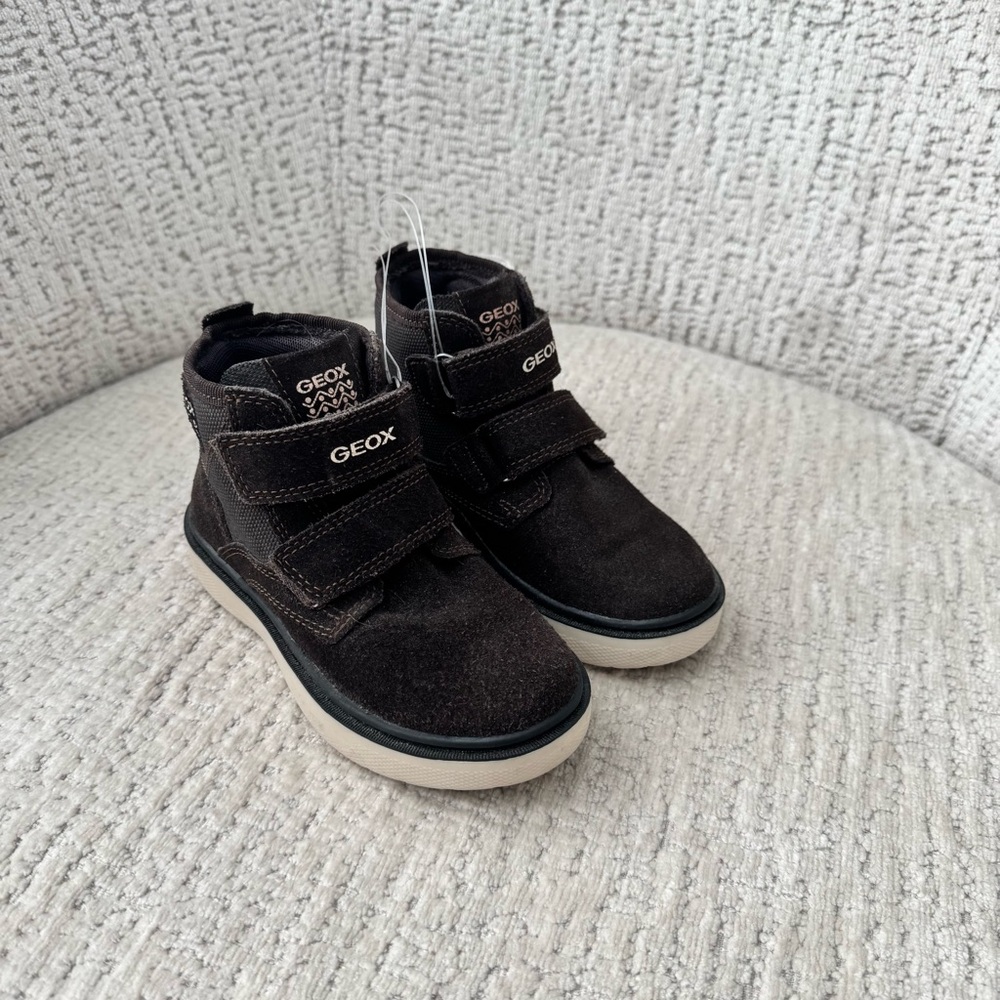 GEOX Boys NEW Suede Leather Boot EU28 Brown High Top Velcro ‘RIDDOCK BOY’ US10.5